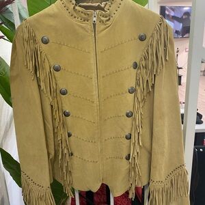Scully Tan Leather Fringe Jacket